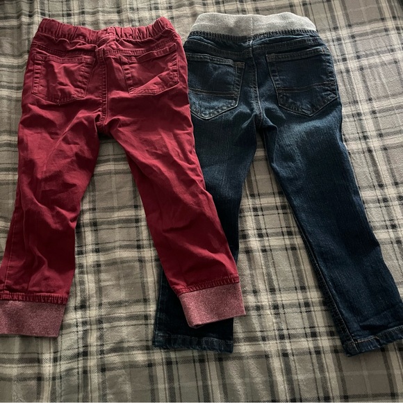 Cat & Jack Boys 3T Red Joggers, Denim Blue Jeans Bundle Elastic Waist Long Pants - Picture 4 of 5